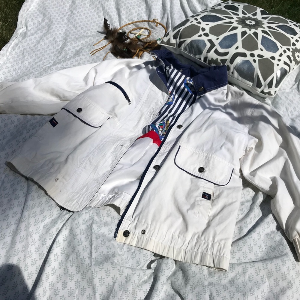 Fun Nautical Style Vintage Oversized White Jacket